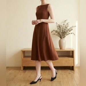 NWT | Sleeveless Tailored Midi Dress w/ Pockets | A New Day Mocha Brown | S
